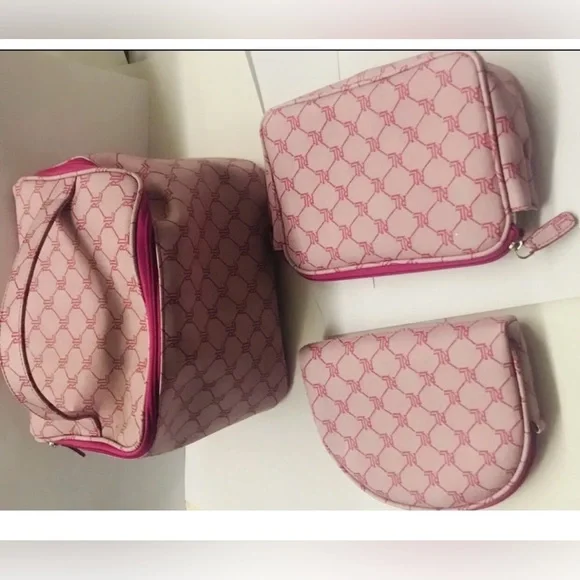 New 3 New Lauren Ralph Lauren Pink Cosmetic Bags iPhone Bag Signature RL Logo - Picture 14 of 14